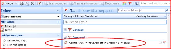 Taak aangemaakt