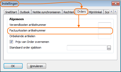 Factuurkosten instellen
