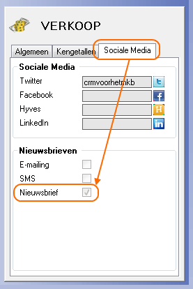 Vinkvakje "Nieuwsbrief"