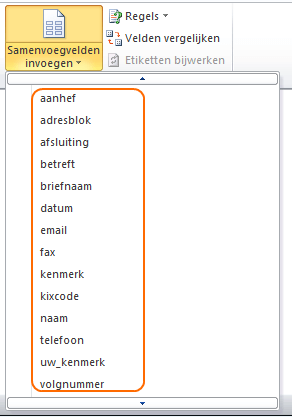 De documentbeheer samenvoegvelden