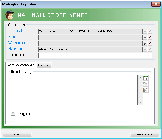 Alexion CRM lijst koppelen