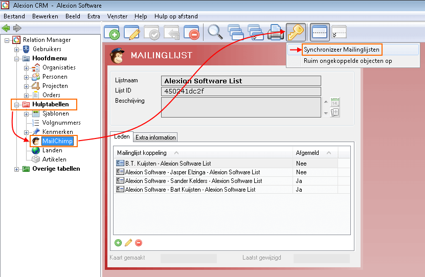 Alexion CRM synchroniseer mailinglijsten