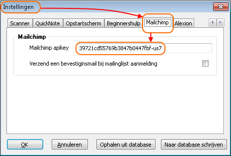 MailChimp instellingen Alexion CRM