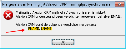 Verplichte velden waarschuwing