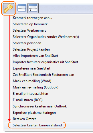 Actie: Selecteer kaarten binnen afstand - postcode en straal