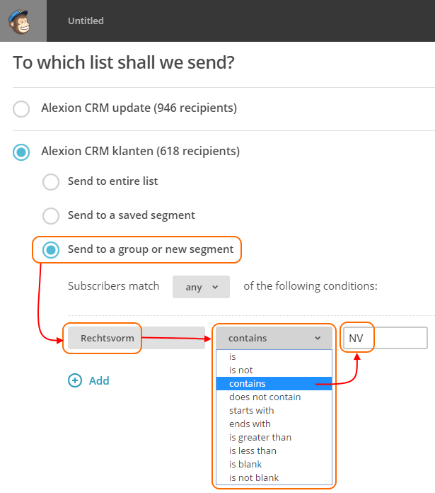 MailChimp group or segment