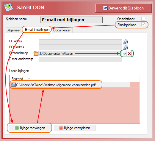 E-mailsjabloon met bijlagen
