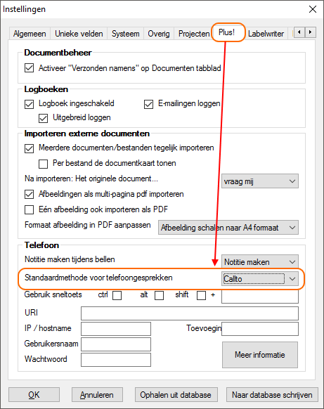 callto of tel instellen in Alexion CRM