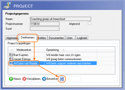 Stuur snel een document aan een Deelnemer van een Project