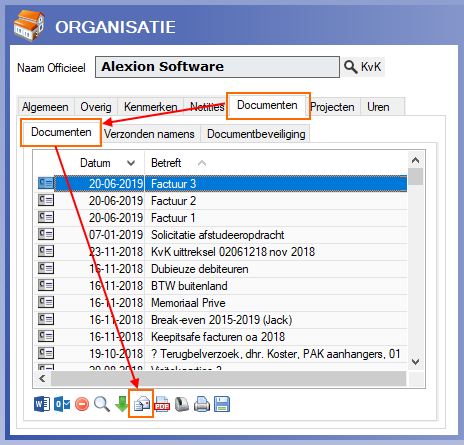 Document versturen tabblad