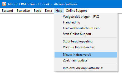 Nieuw in deze versie - via menu Help