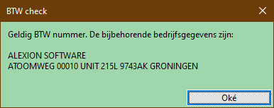BTW check in Aleixon CRM bevestiging