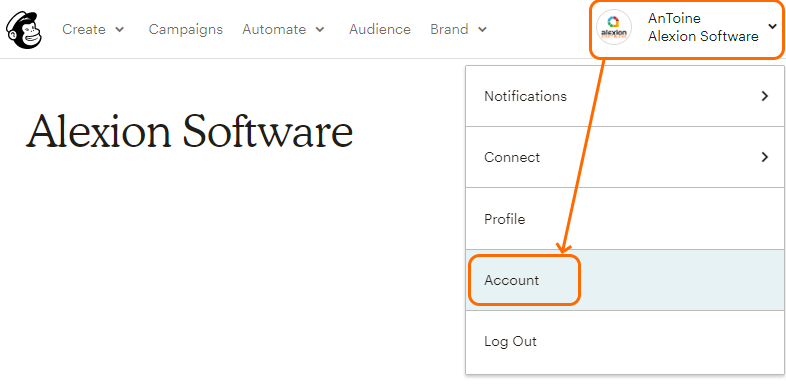Alexion CRM MailChimp Account