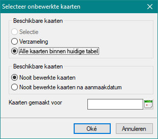 Alexion CRM Selecteren onbewerkte kaarten - criteria