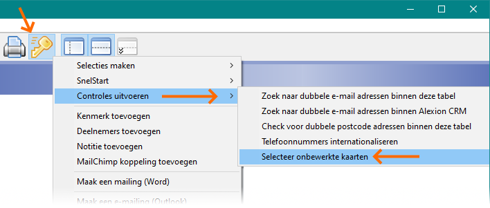 Alexion CRM Selecteren onbewerkte kaarten