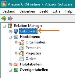 Alexion CRM - Gebruikers in de Boomweergave