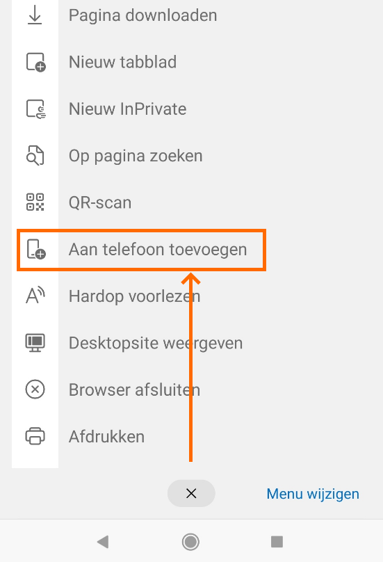 Alexion CRM app - Andoird Edge via menu - stap 2