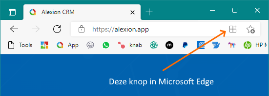 Alexion CRM app - installeren in Microsoft Edge
