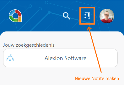 Alexion CRM app - Notitie aanmaken