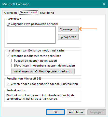 Alexion CRM - Outlook Accountinstellingen - Postvak toevoegen 1