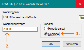 Alexion CRM - Windows GDI en USER objects instellen op 20000