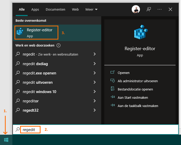 Alexion CRM - Windows Register-editor openen