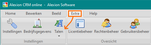 Alexion CRM - Menu Extra - Taalinstellingen