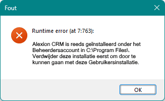 Alexion CRM - systeem installatie reeds aanwezig