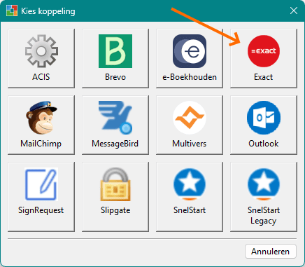 Exact koppelen - stap 2