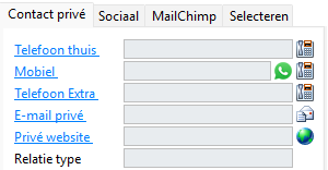Het blok Contact privé op een persoonskaart, met achter elk telefoonnummer de knop Bellen